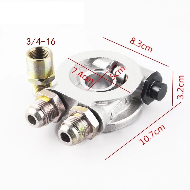 Universal Oil Cooler Sandwich Adapter With In Line Oil Thermostat Oil Sandwich Plate