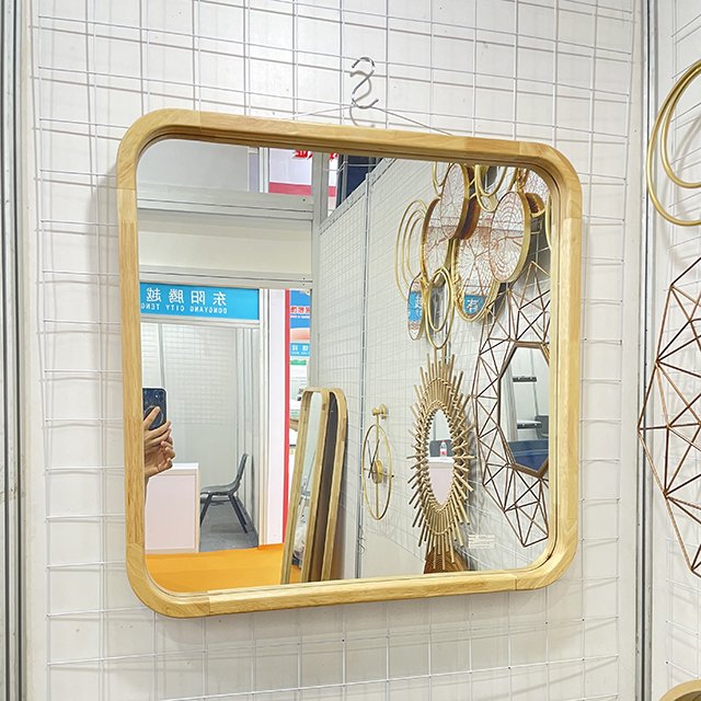 69 Wholesale Rural style Indoor Square wooden Wall Mirrors Large Solid Rubber Natural Wood Frame Mirror for bathroom Living Room