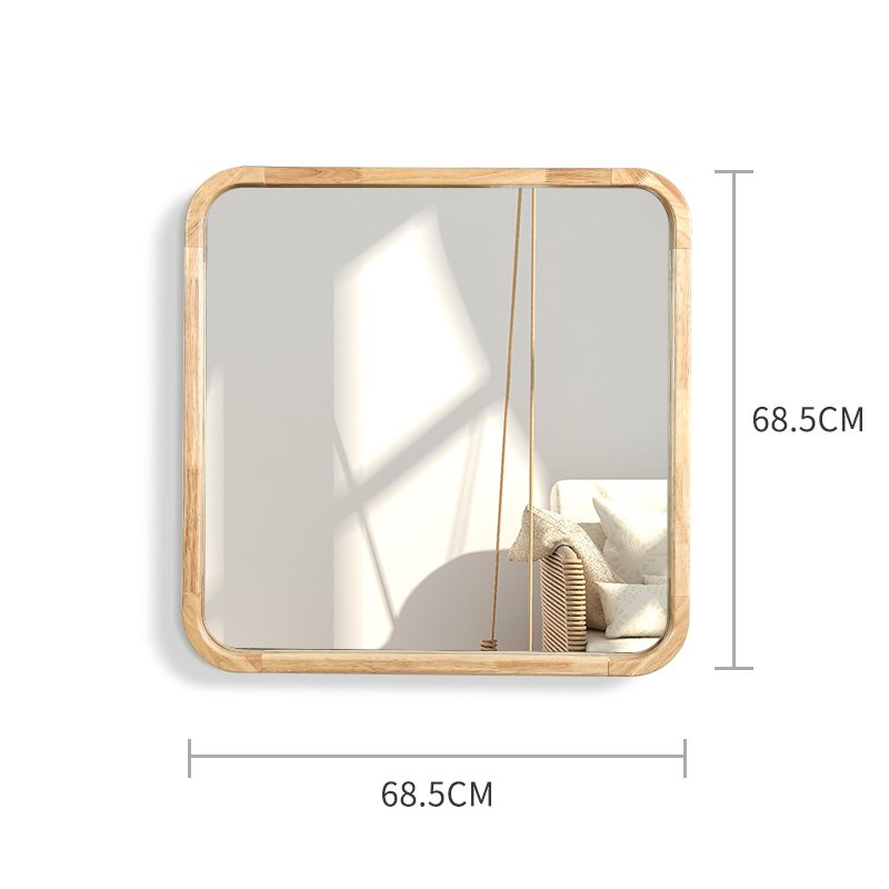 69 Wholesale Rural style Indoor Square wooden Wall Mirrors Large Solid Rubber Natural Wood Frame Mirror for bathroom Living Room