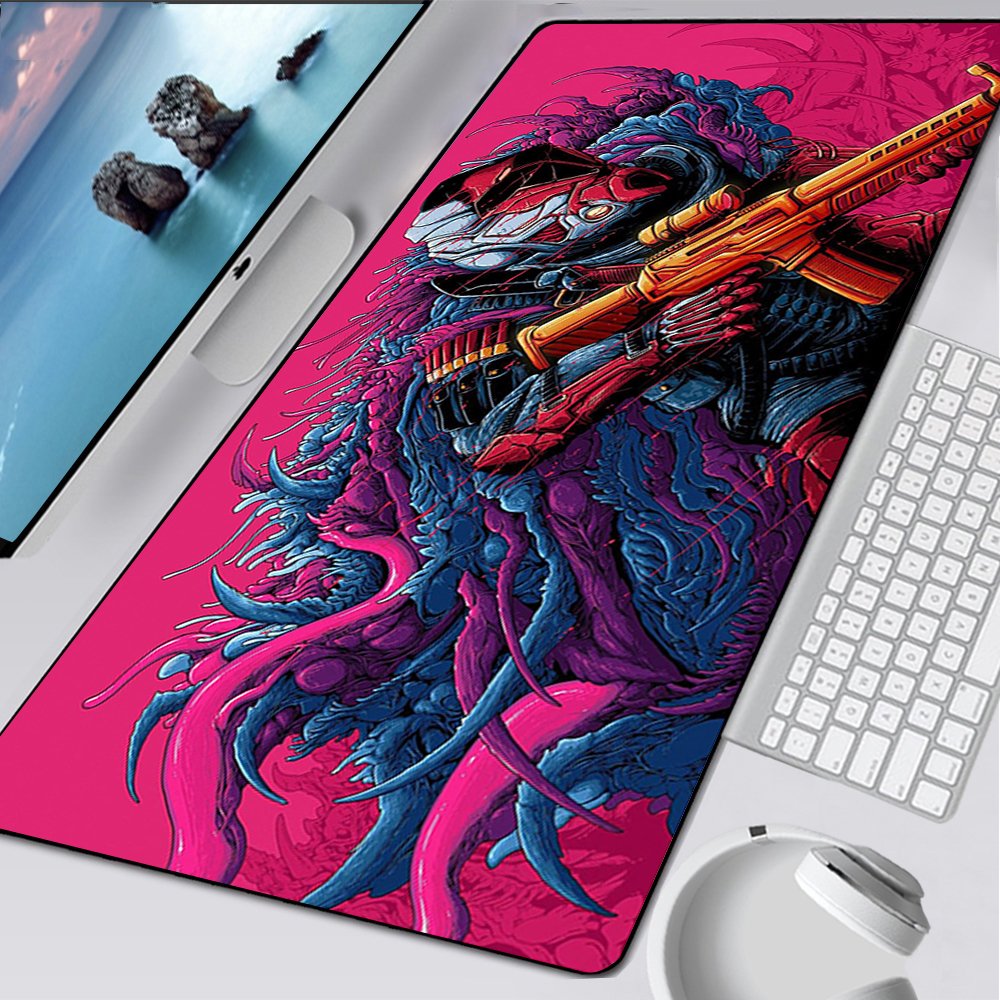 Large Mouse Pad Gaming Mousepad Anti- Natural Rubber Keyboard Desk Mat with Locking CSGO Hyper Beast AWP Game Mouse Mat