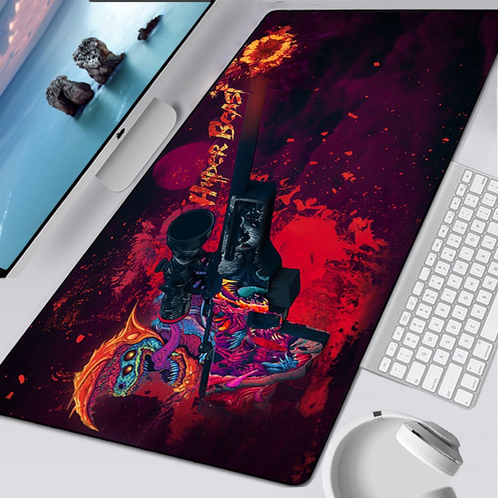 Large Mouse Pad Gaming Mousepad Anti- Natural Rubber Keyboard Desk Mat with Locking CSGO Hyper Beast AWP Game Mouse Mat