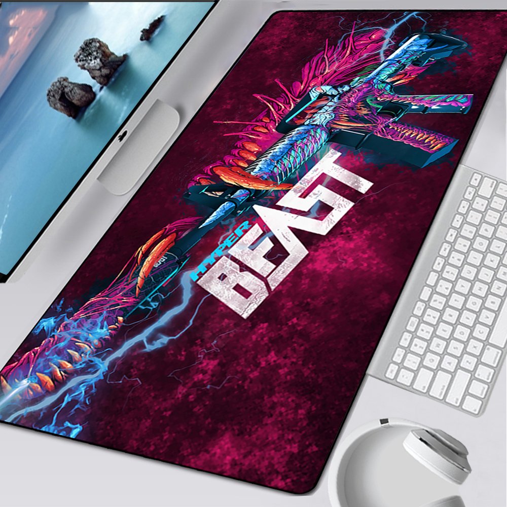 Large Mouse Pad Gaming Mousepad Anti- Natural Rubber Keyboard Desk Mat with Locking CSGO Hyper Beast AWP Game Mouse Mat