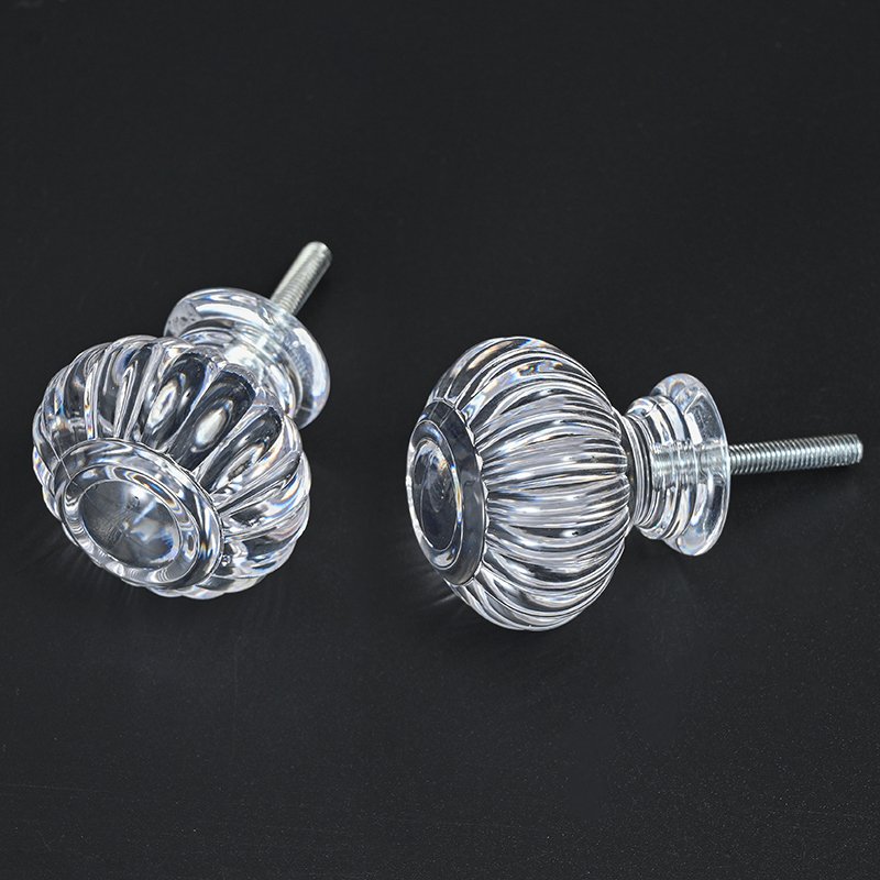 Pumpkin Shaped Clear Acrylic Crystal Curtain Finials for Curtain Pole Finials Drapery Rods Hardware