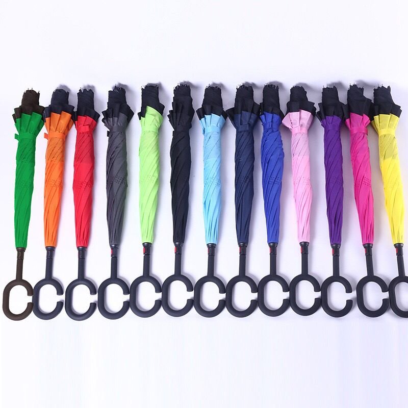 New Windproof Travel inverse Wind Resistant Umbrella fashion design inverted umbrella long Folding and Portable Purse Umbrellas