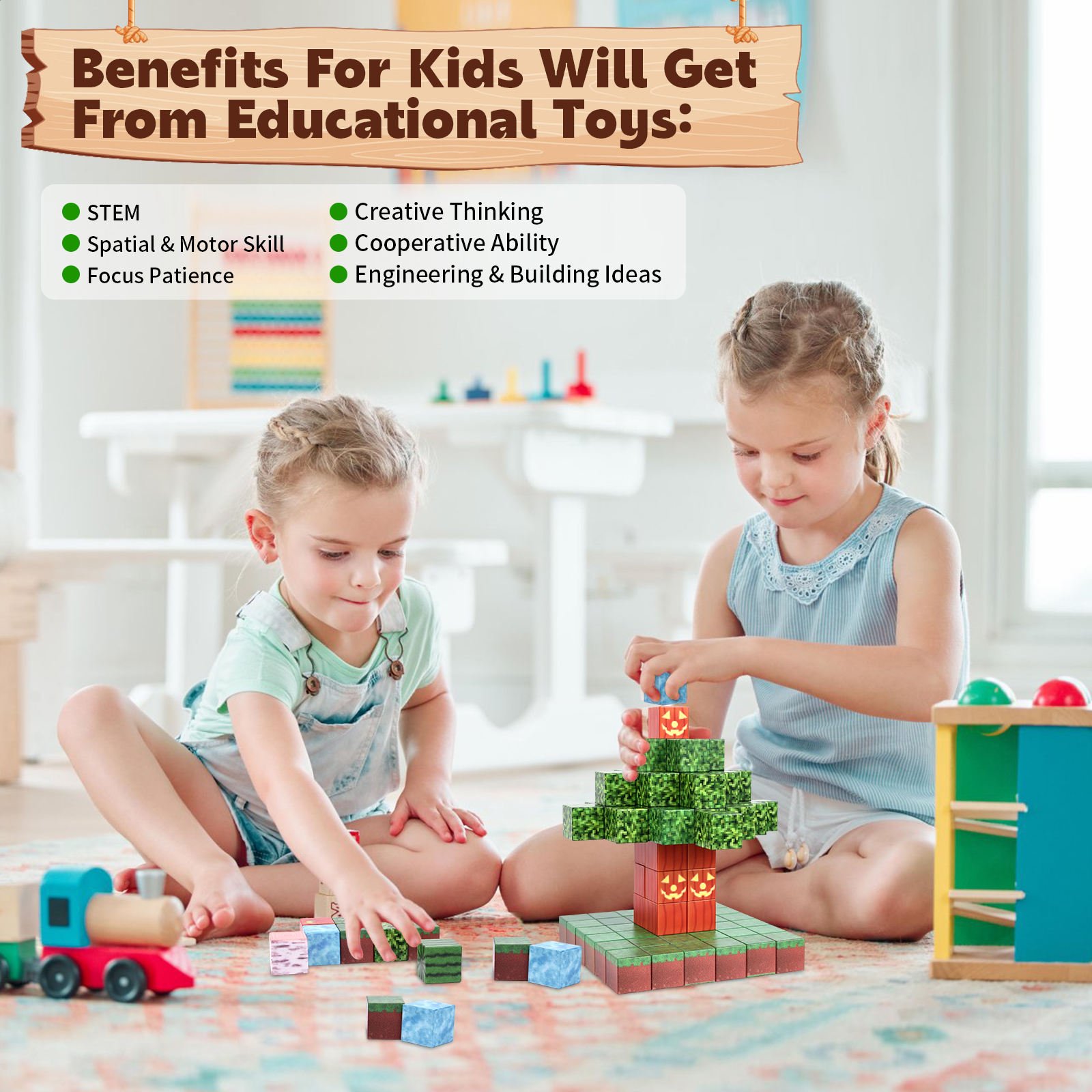Magnetic Rod Creative DIY Cubes Puzzle Decompression Toy Children's Gift Magnet Tiles