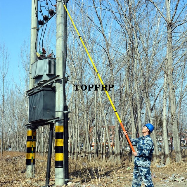 High Voltage Insulation Fiberglass Telescoping Operating Rod Adjustable Hot Stick