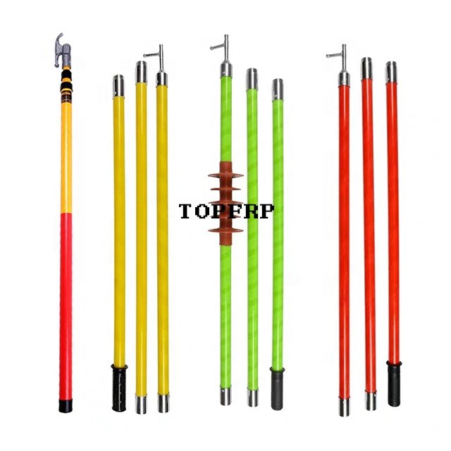 High Voltage Insulation Fiberglass Telescoping Operating Rod Adjustable Hot Stick
