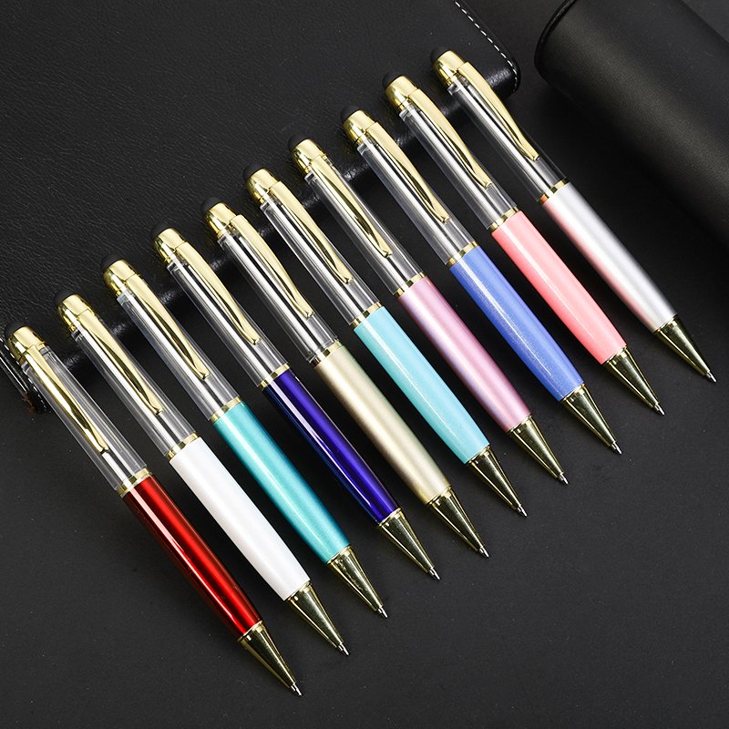 Wholesale DIY Pen Empty Tube Metal Hollow Can Be Filled Quicksand Gold Foil Custom Logo Empty Rod Stylus Ballpoint Pens