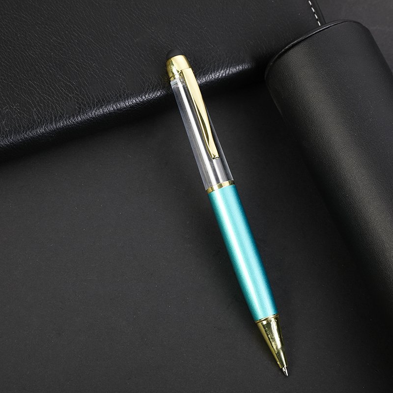 Wholesale DIY Pen Empty Tube Metal Hollow Can Be Filled Quicksand Gold Foil Custom Logo Empty Rod Stylus Ballpoint Pens