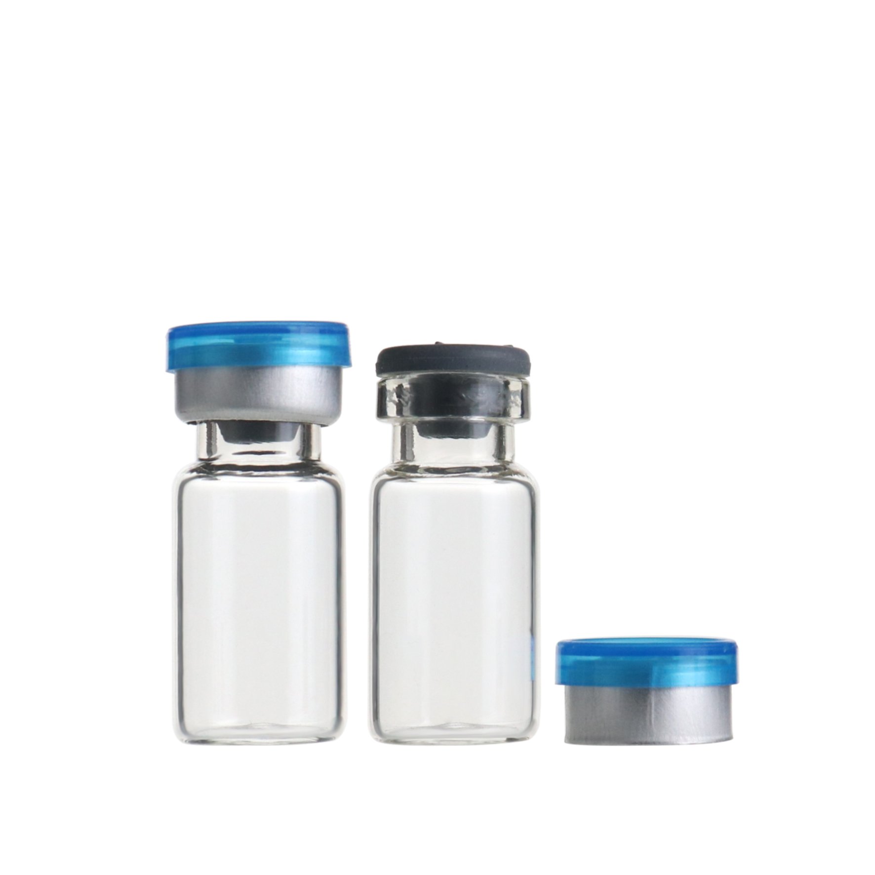 2ml empty clear small injection vial penicillin glass bottle with silicone plug and aluminum plastic crimping top cap
