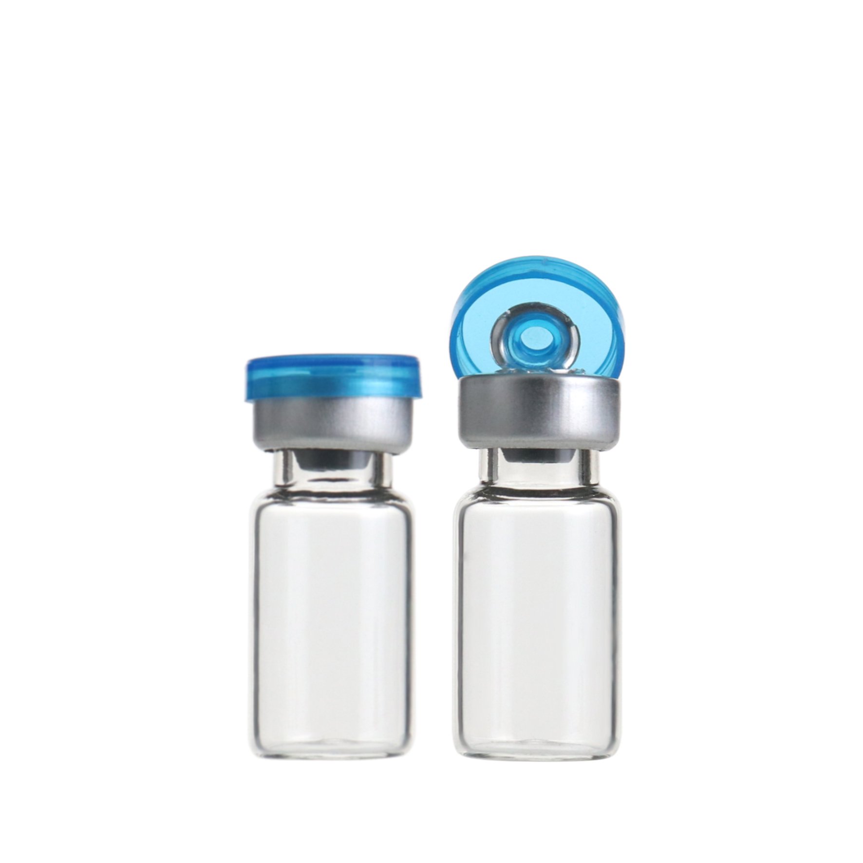 2ml empty clear small injection vial penicillin glass bottle with silicone plug and aluminum plastic crimping top cap