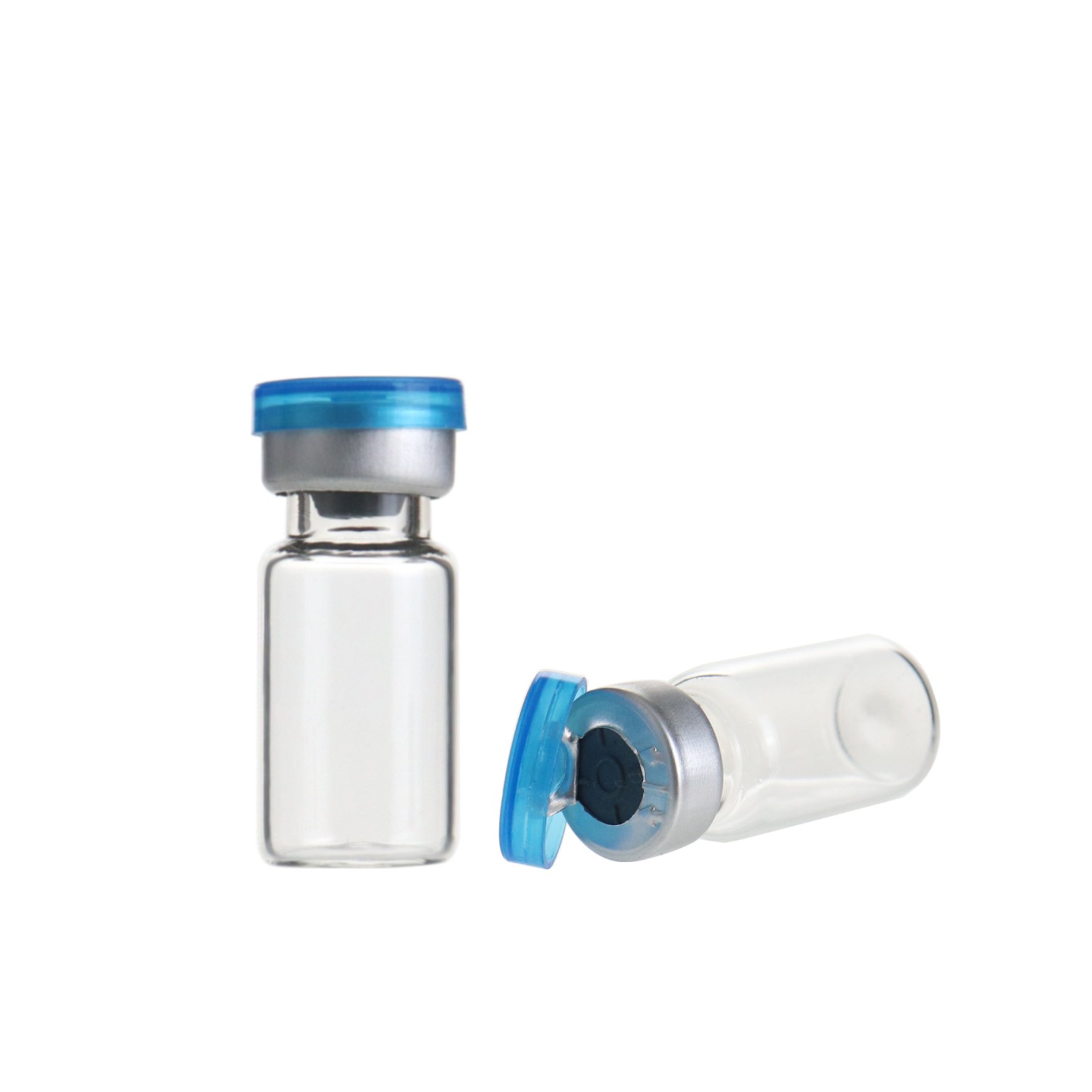 2ml empty clear small injection vial penicillin glass bottle with silicone plug and aluminum plastic crimping top cap