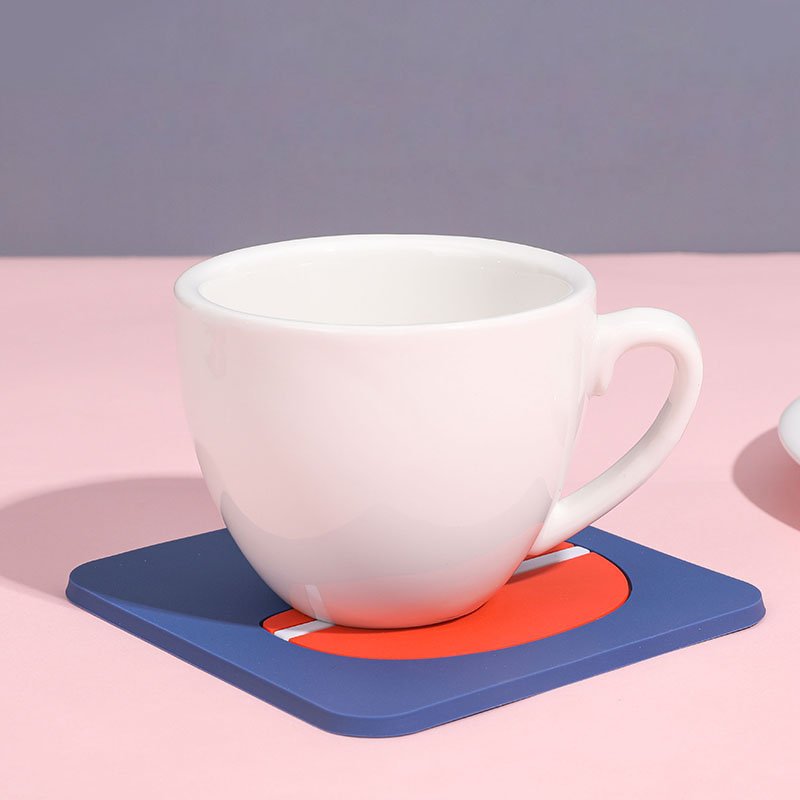 Embossed logo print animal patterns washable durable square non-slip coffee drink table cup mat soft pvc coaster