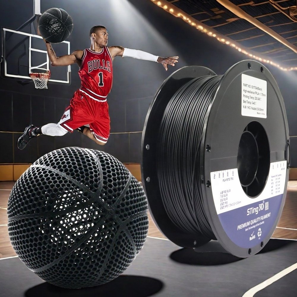 Sting3d 3d printing basketball airless basketball 175mm PLA 3d printing filament high-resilience FPLA+filament 3d PLA filament