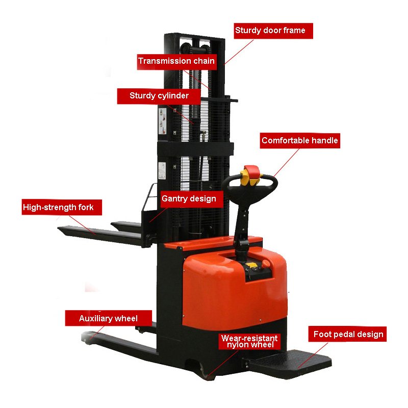 500kg 2000kg Platform Electric Walkie Straddle Stacker 5 Meter Lift Height Pallet Stacker