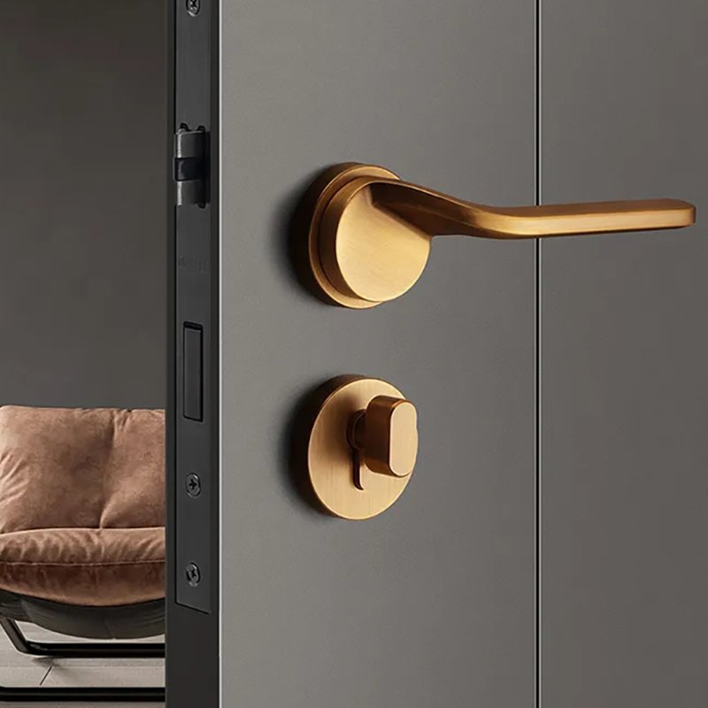 European Modern Luxury Fancy Privacy Entry Chrome SS Stainless Steel Lever Type Doorknob Door Handle With Lock For Interior Door