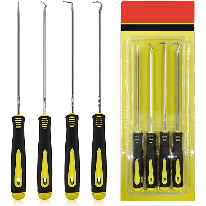 4-Pieces Stainless Steel Hand Tools Precision Hook and Pick Set for Automotive