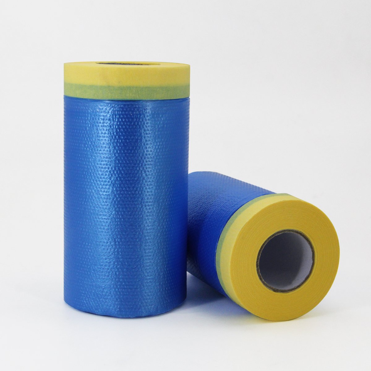 Blue Pre-Taped Masking Film, Pre-Folded Overspray Paintable Plastic Protective Sheeting, Pull Down Drop Sheet - Auto Painting