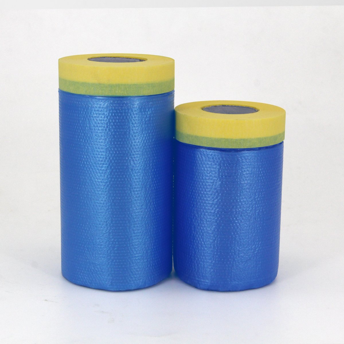 Blue Pre-Taped Masking Film, Pre-Folded Overspray Paintable Plastic Protective Sheeting, Pull Down Drop Sheet - Auto Painting