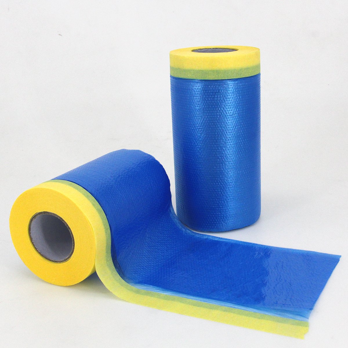 Blue Pre-Taped Masking Film, Pre-Folded Overspray Paintable Plastic Protective Sheeting, Pull Down Drop Sheet - Auto Painting