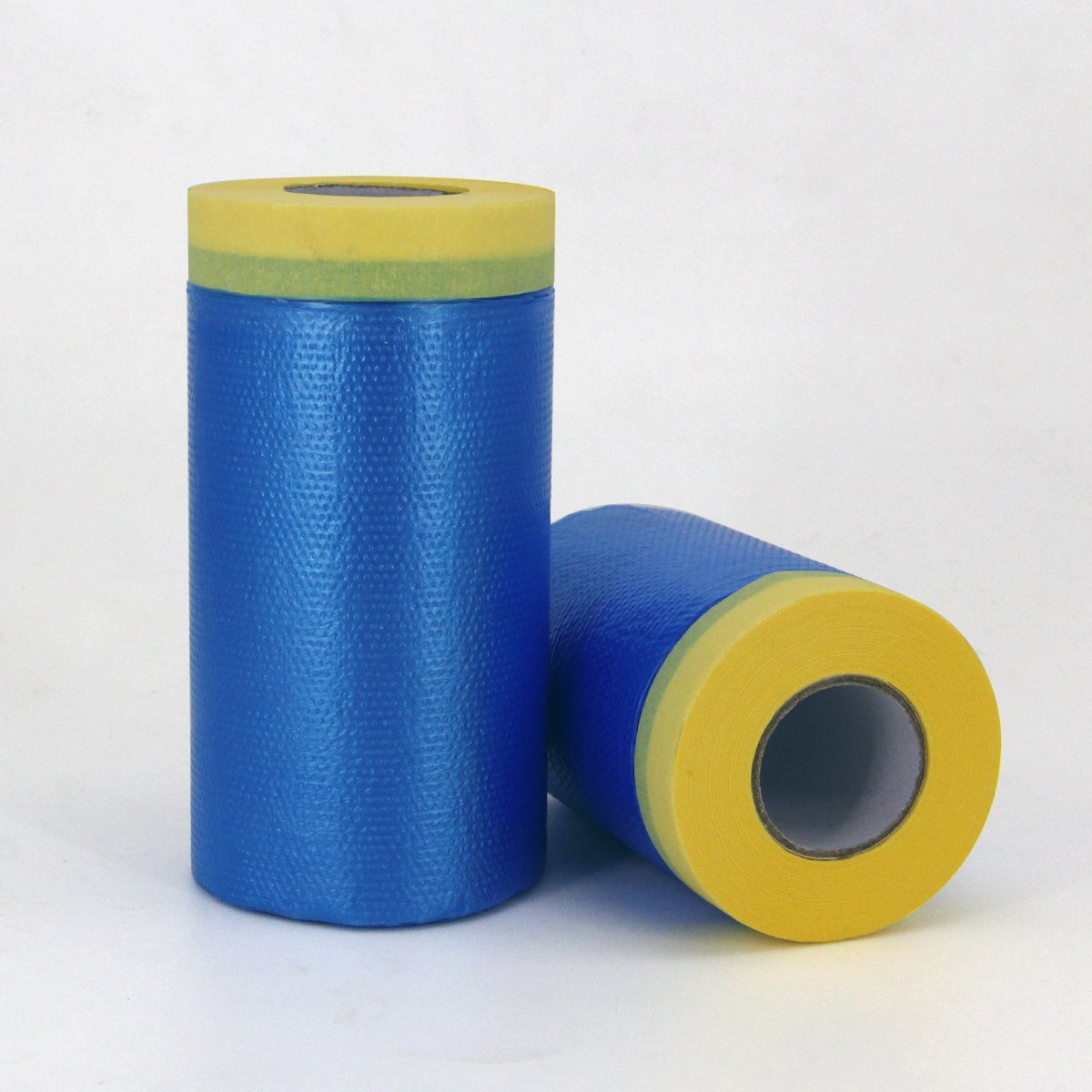 Blue Pre-Taped Masking Film, Pre-Folded Overspray Paintable Plastic Protective Sheeting, Pull Down Drop Sheet - Auto Painting