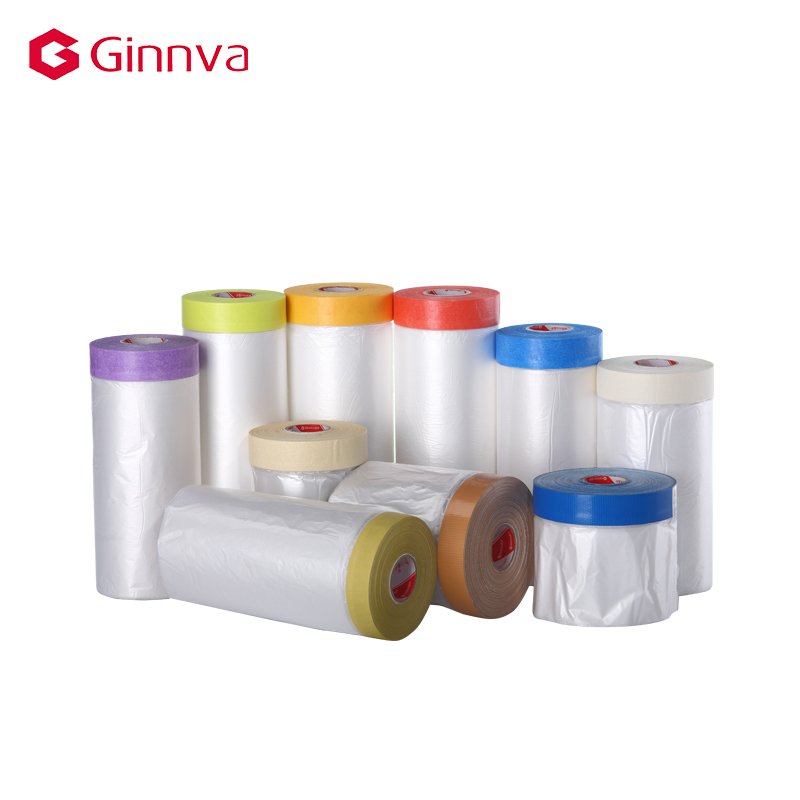 Masking Tape Embossing HDPE Film Auto Paint Masking Plastic Film/Pre-Taped Masking Film
