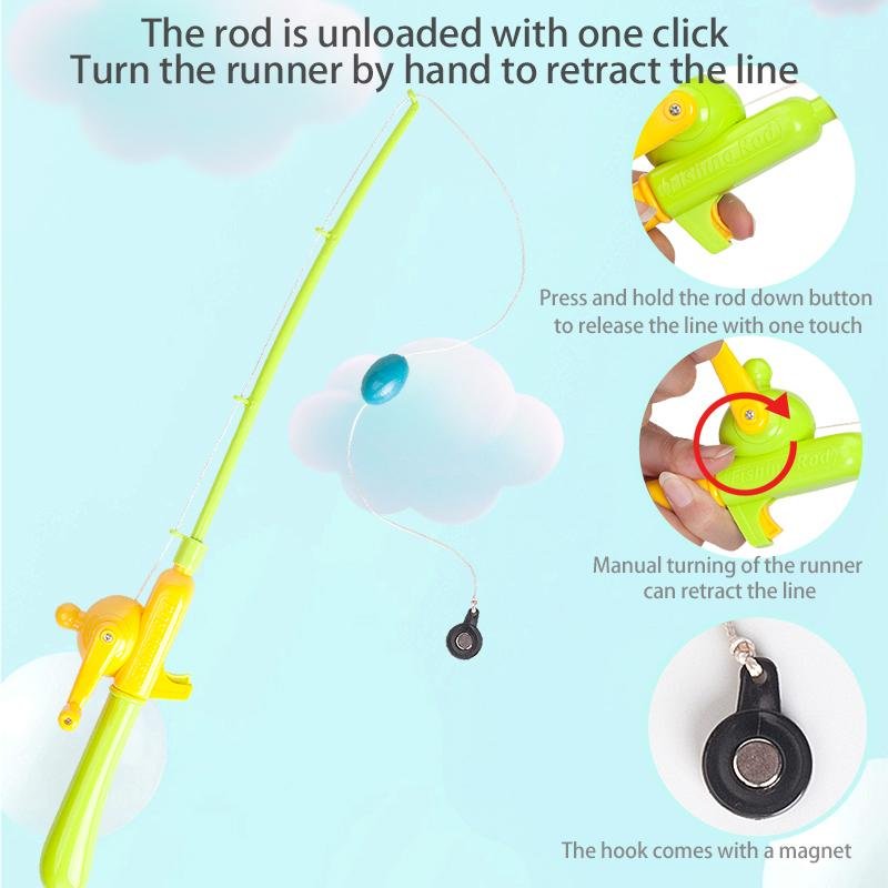 Big Fish Set Kids Fishing Toys Swimming Toys Fishing Rod Magnetic Simulation Fishing Boys & Girls Holiday Gifts 3-6 Years Old