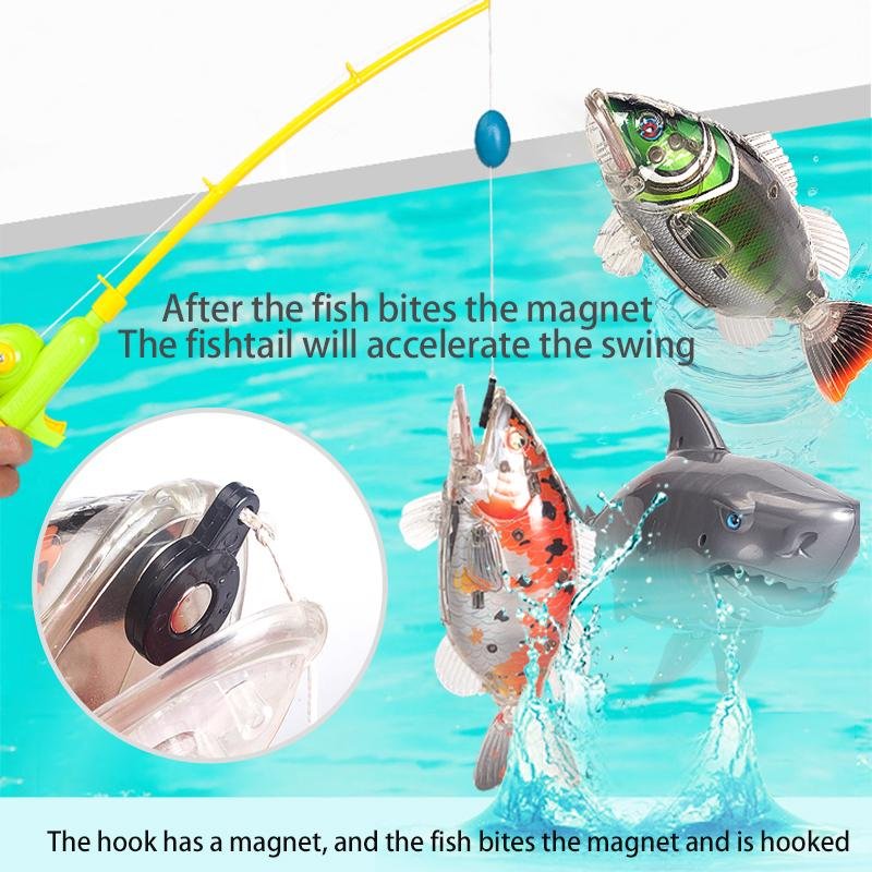 Big Fish Set Kids Fishing Toys Swimming Toys Fishing Rod Magnetic Simulation Fishing Boys & Girls Holiday Gifts 3-6 Years Old