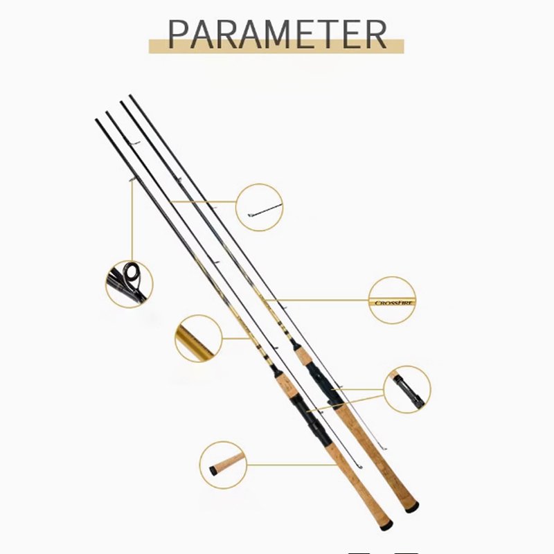 100% Original DAIWA CROSSFIRE CS 1.98-2.24m ML Spinning Casting Saltwater Lure Fishing Rods Made Carbon River Lake Stream