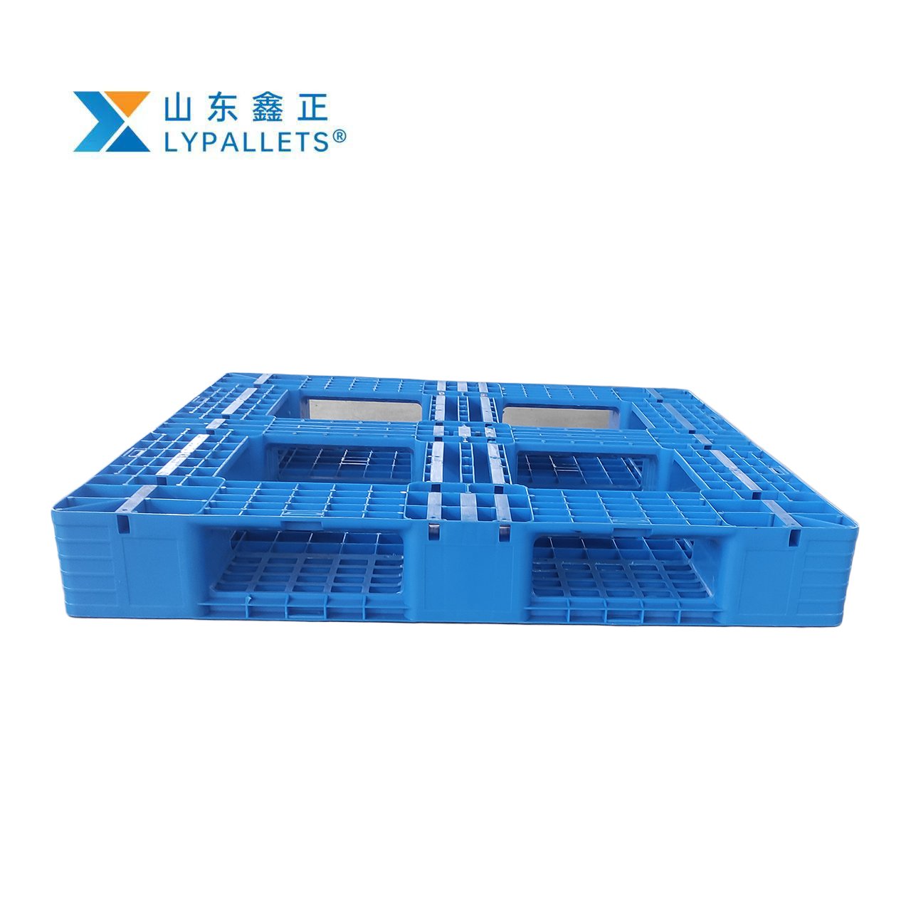 LYPALLETS plastic pallet with steel reinforcement rods ideal for handling heavy duty loads and use in high rack use