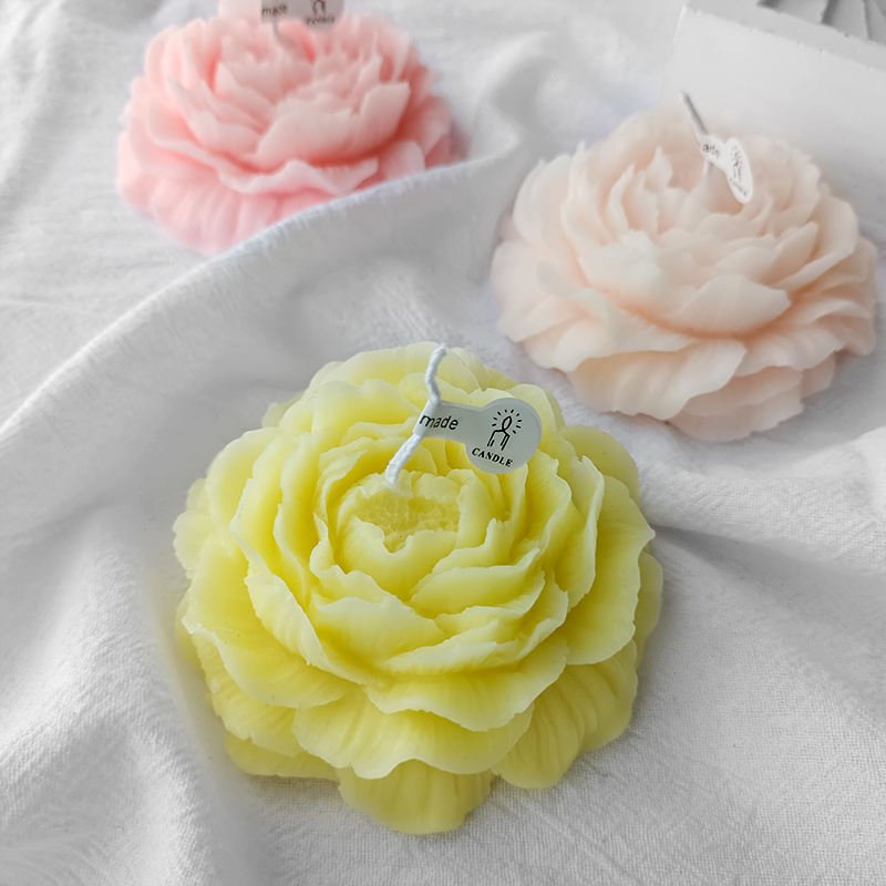 C008 Aromatherapy Candle Gift Set Peony Shaped Handmade Desktop Decorative Candle Holiday Gift 3D Flower Candle
