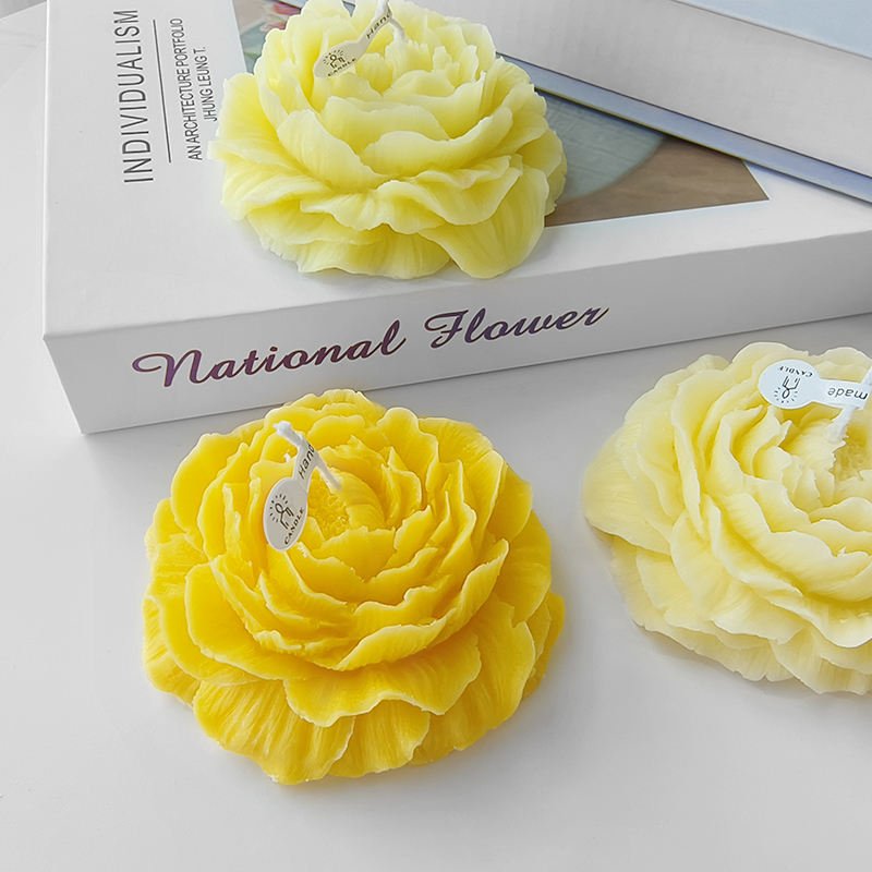 C008 Aromatherapy Candle Gift Set Peony Shaped Handmade Desktop Decorative Candle Holiday Gift 3D Flower Candle