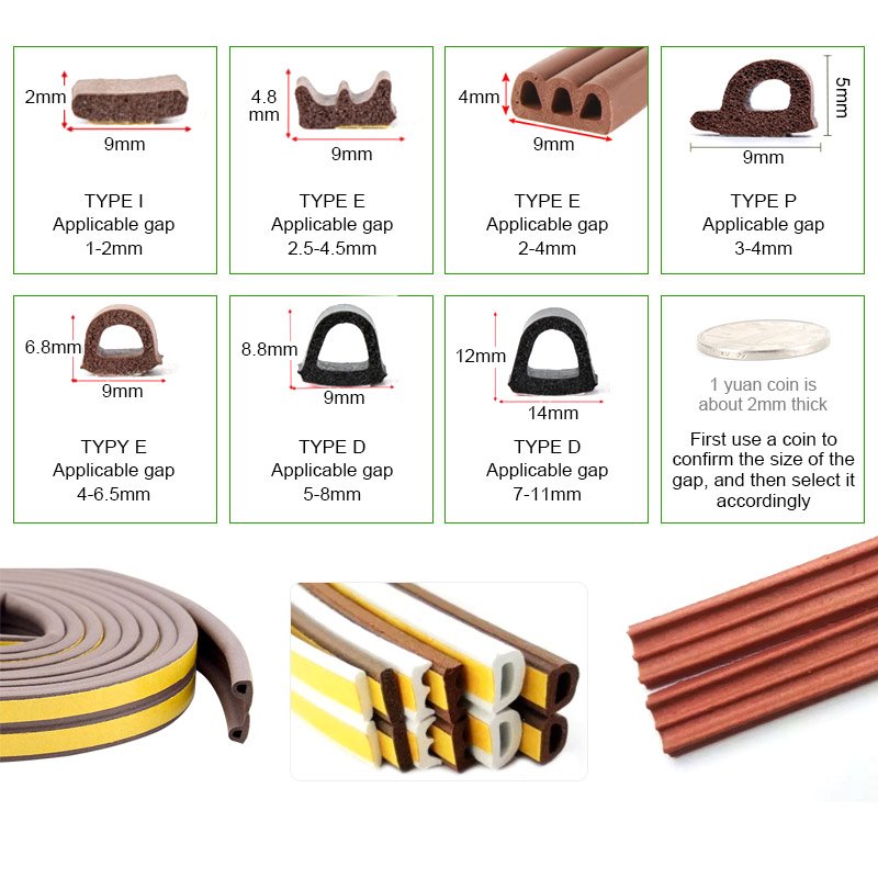 Doors and windows sealing strip silicone acoustic foam strip window edge trim rubber seals