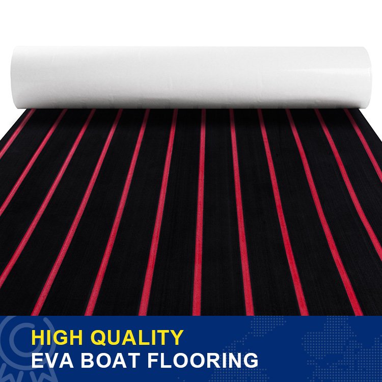 XYF Waterproof Black Over Red Color Marine EVA Foam Boat Deck Flooring For Yacht