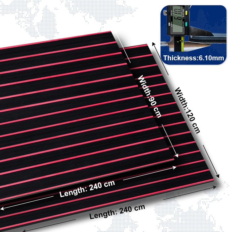 XYF Waterproof Black Over Red Color Marine EVA Foam Boat Deck Flooring For Yacht