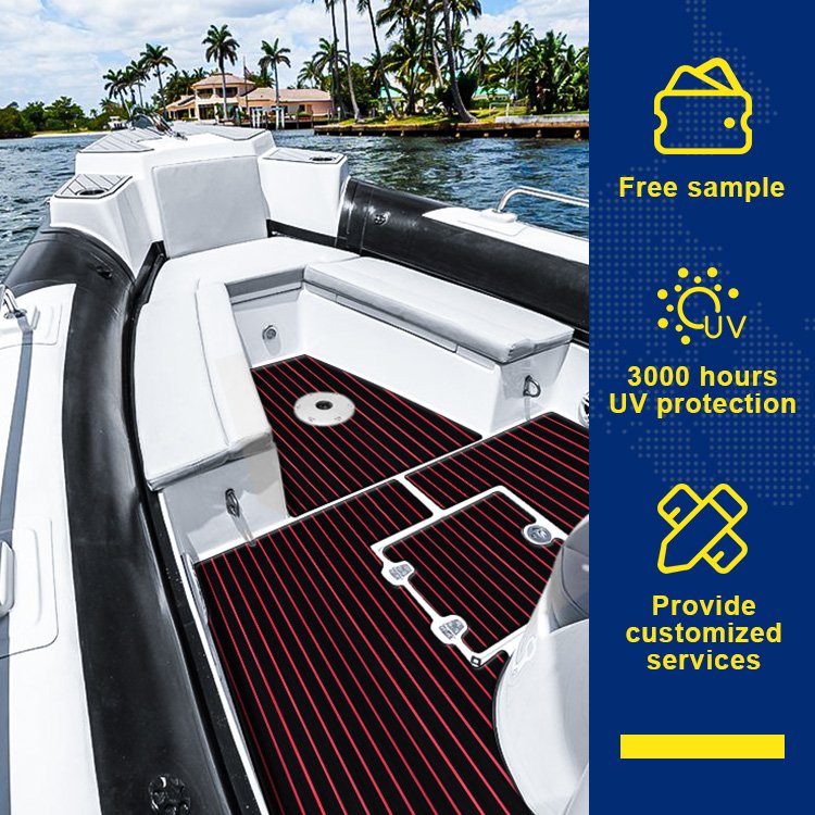 XYF Waterproof Black Over Red Color Marine EVA Foam Boat Deck Flooring For Yacht