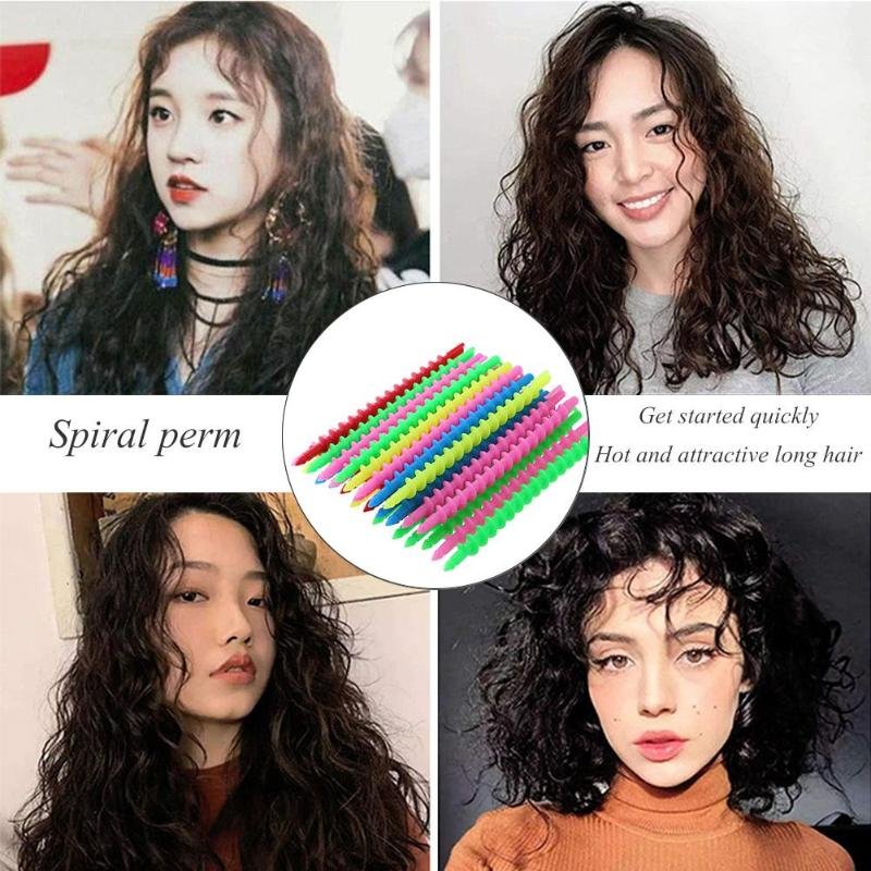 22PCS one bag Plastic Hair Perm Rods Long Spiral Hair Perm Rods Hairdressing Styling Hair Curler Rollers DIY Salon Tool
