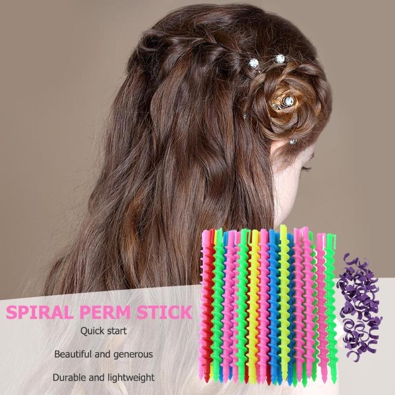 22PCS one bag Plastic Hair Perm Rods Long Spiral Hair Perm Rods Hairdressing Styling Hair Curler Rollers DIY Salon Tool