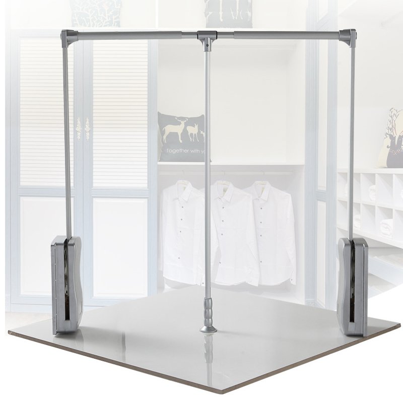 Pull Down Closet Rod Silence Buffer Aluminum Adjustable Sturdy Heavy Duty Wardrobe Lift Rail Organizer Storage System Hanger Rod
