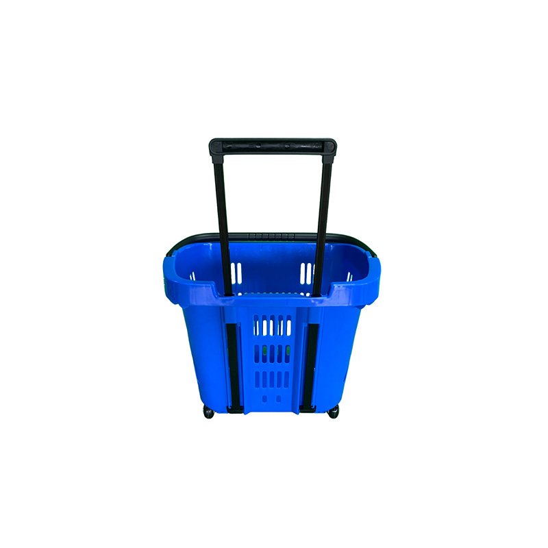 Low Cost Convenience Store Shopping Basket Trolley Cart with Telescoping Rod