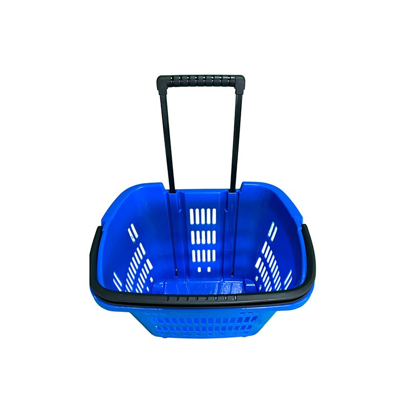 Low Cost Convenience Store Shopping Basket Trolley Cart with Telescoping Rod