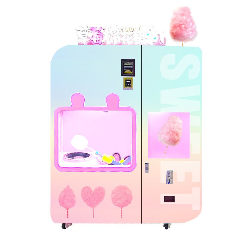 Cotton Candy Crazye Unattended Commercial Automatic Vending Machine New Sale Multi-Flavors Flower Rubber Material