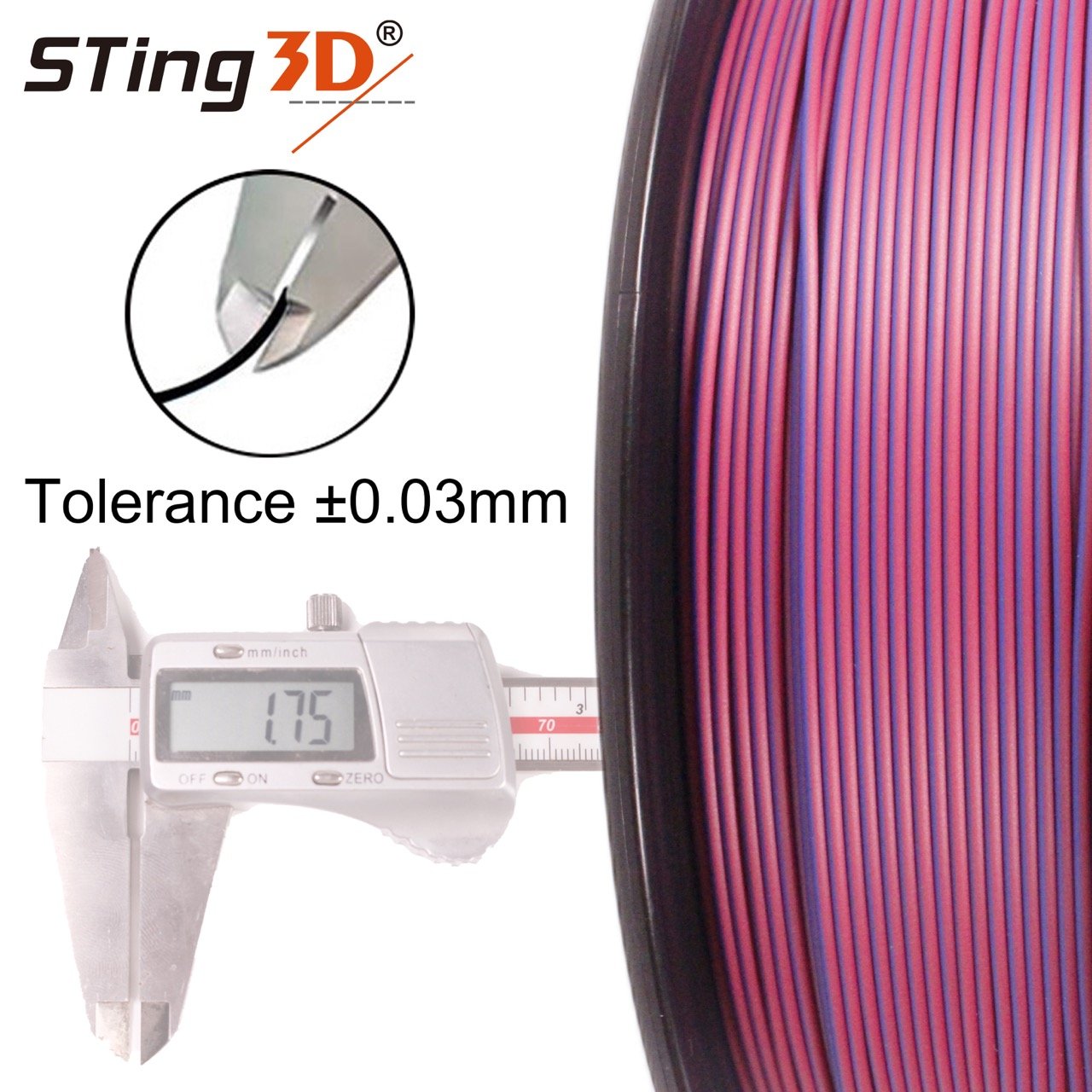 High precision PLA magic dual color filament 175mm/285mm/3mm for 3d printing Multiple color filament