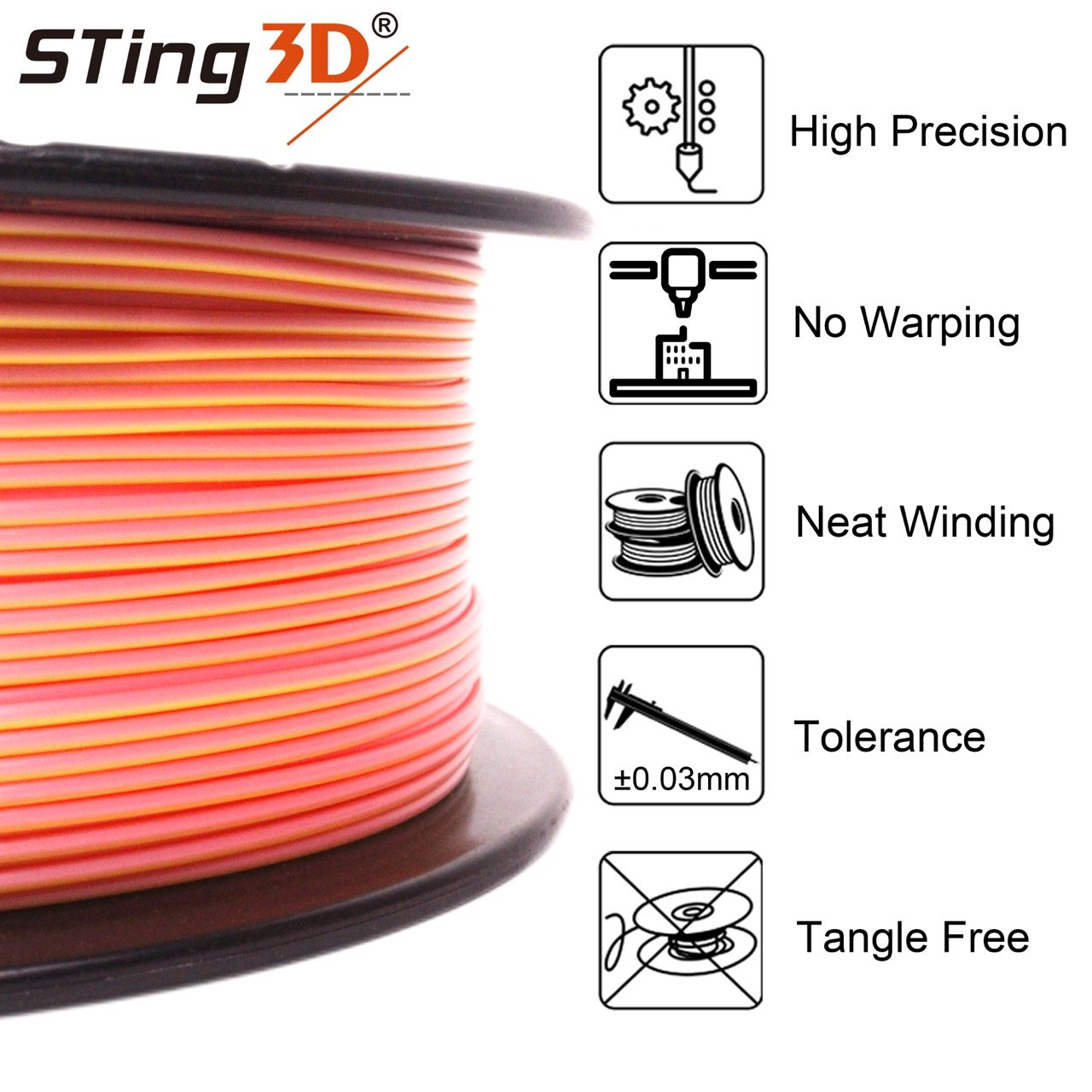 High precision PLA magic dual color filament 175mm/285mm/3mm for 3d printing Multiple color filament