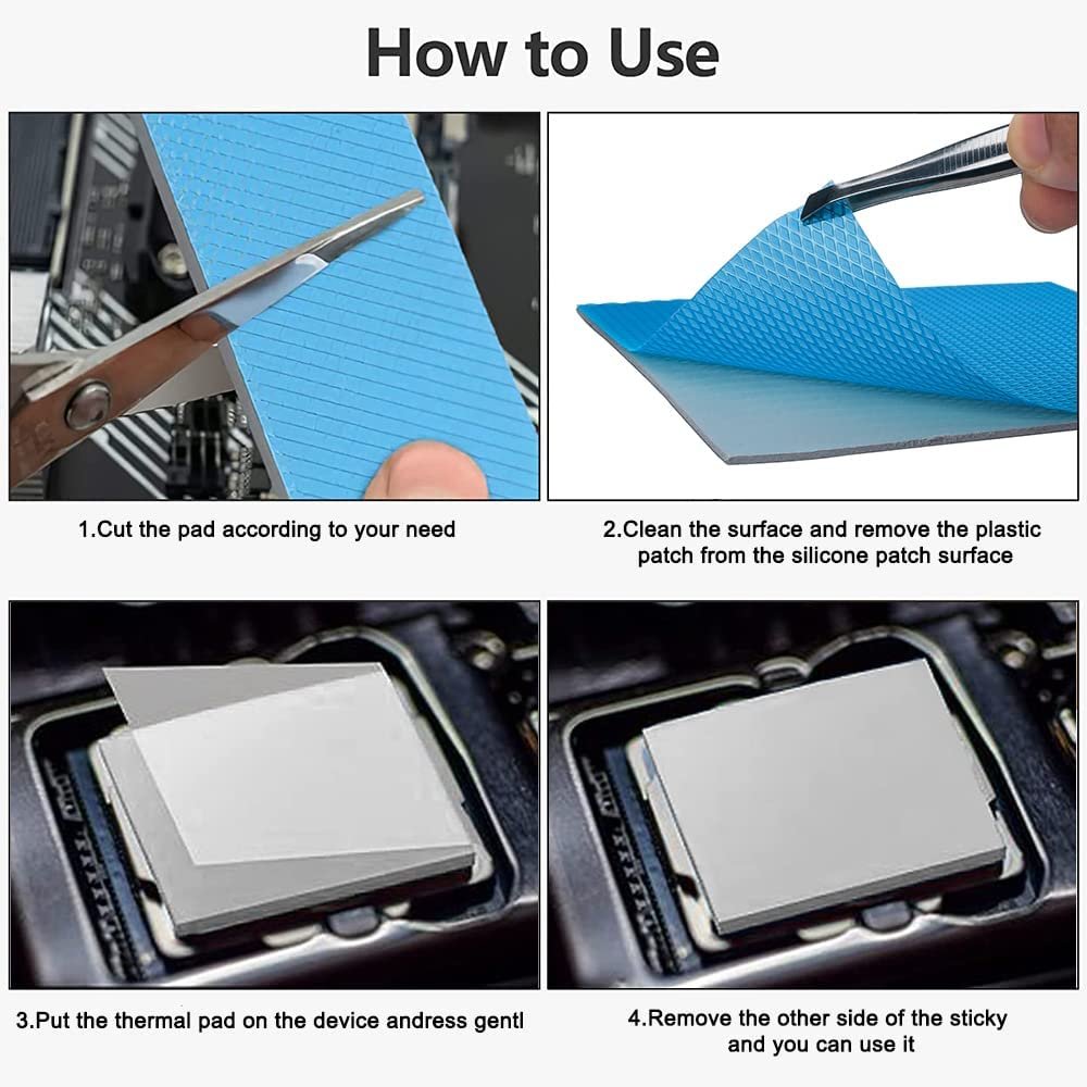 Manufacturer Supplier Custom Laptop 12W 1mm 1.5mm 2mm 3mm Insulation Sheet Silicone Hard Drive GPU CPU Thermal Conductive Pad
