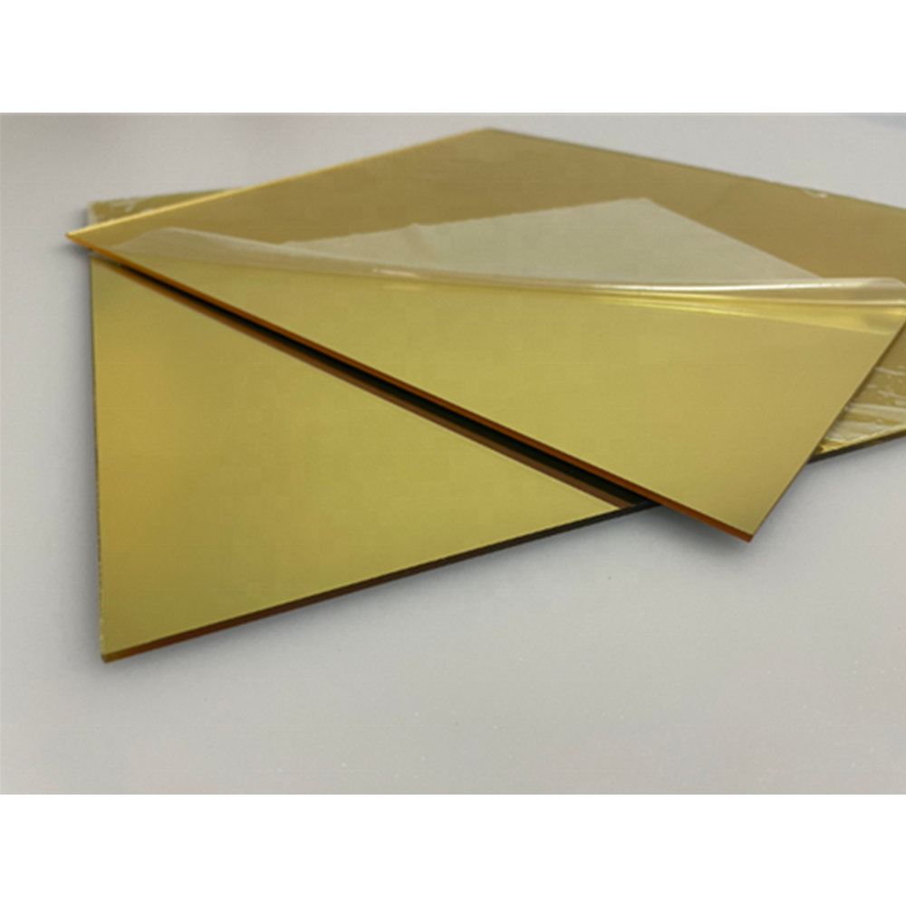 FZY Factory custom hard gold mirror acrylic board laser cutting anti scratch tile wall stick acrylic sheet