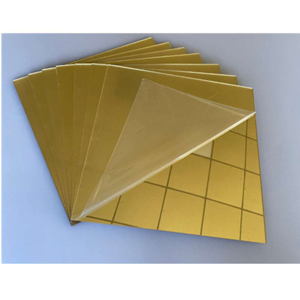 FZY Factory custom hard gold mirror acrylic board laser cutting anti scratch tile wall stick acrylic sheet