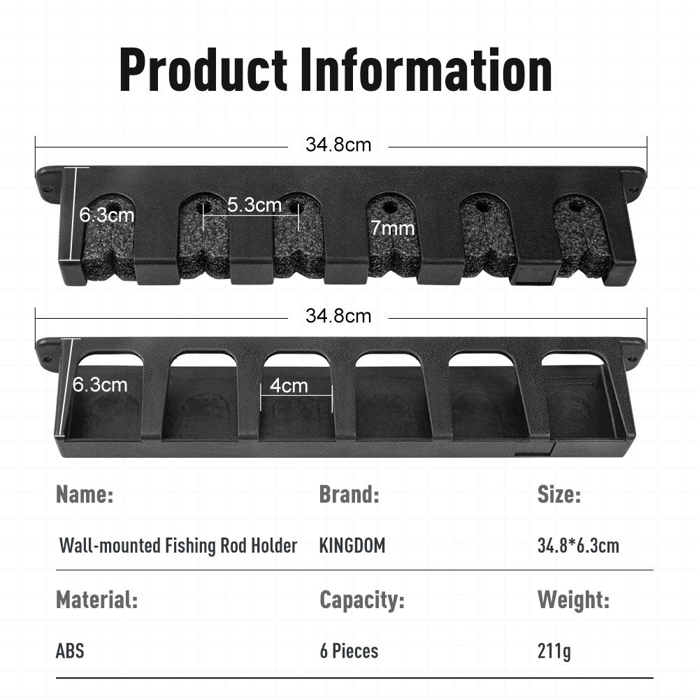 Kingdom Wall-Mounted Fishing Rod Holders High Quality Wholesale Fishing Rod Stand Vertical Fishing Rod Display Tools For Sale