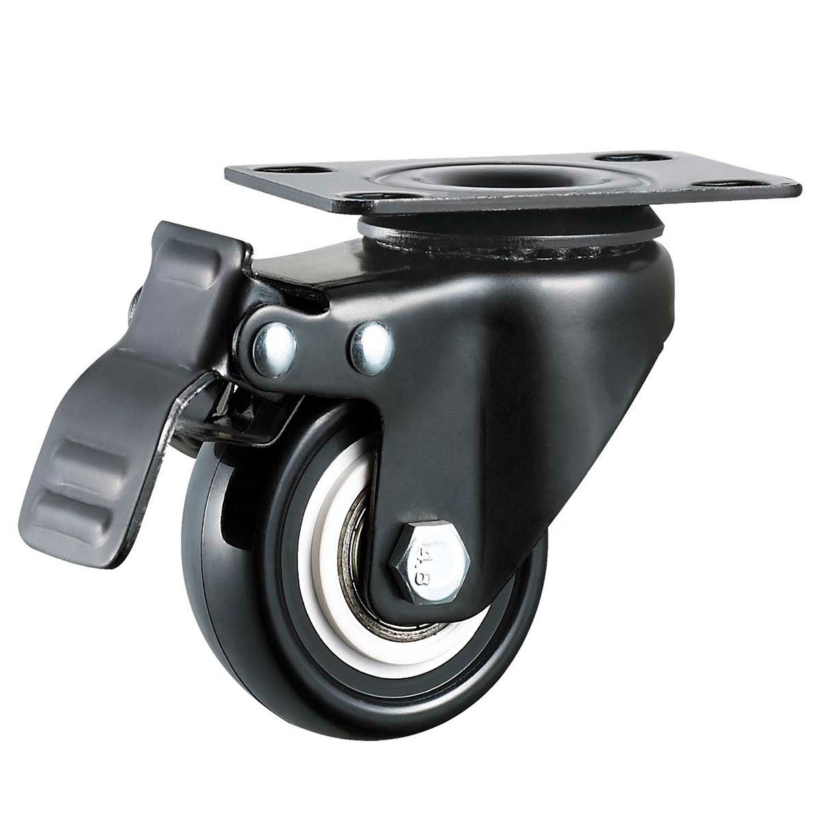 1.5 inch 38 mm locking heavy duty black office chair swivel polyurethane PU PVC rubber caster wheel