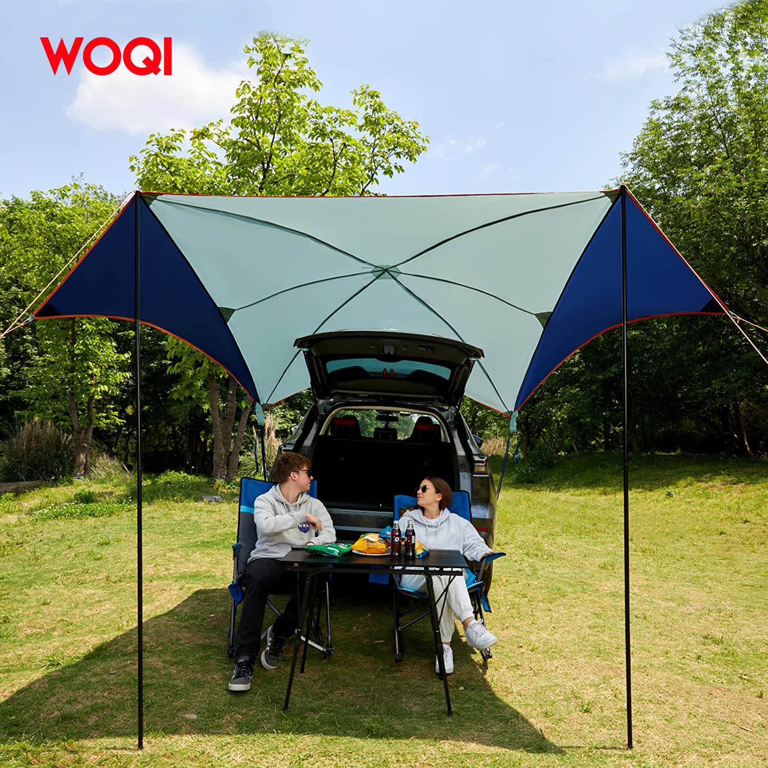 WOQI car awning with retractable 4wd pop up camp car awning